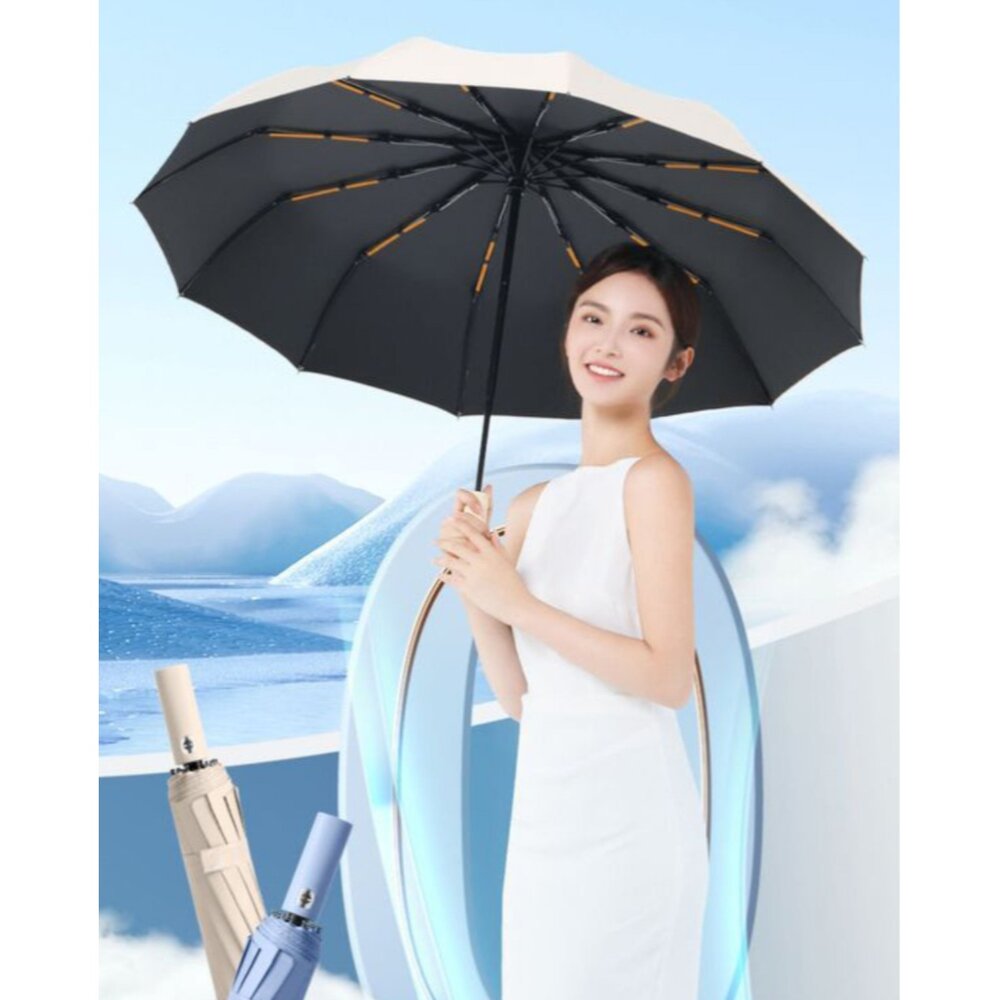 德國款十二骨自動傘 雙龍骨全自動晴雨傘 遮陽傘 超大傘面106cm 晴雨兩用傘 自動傘 一鍵開合 送禮-圖片-1