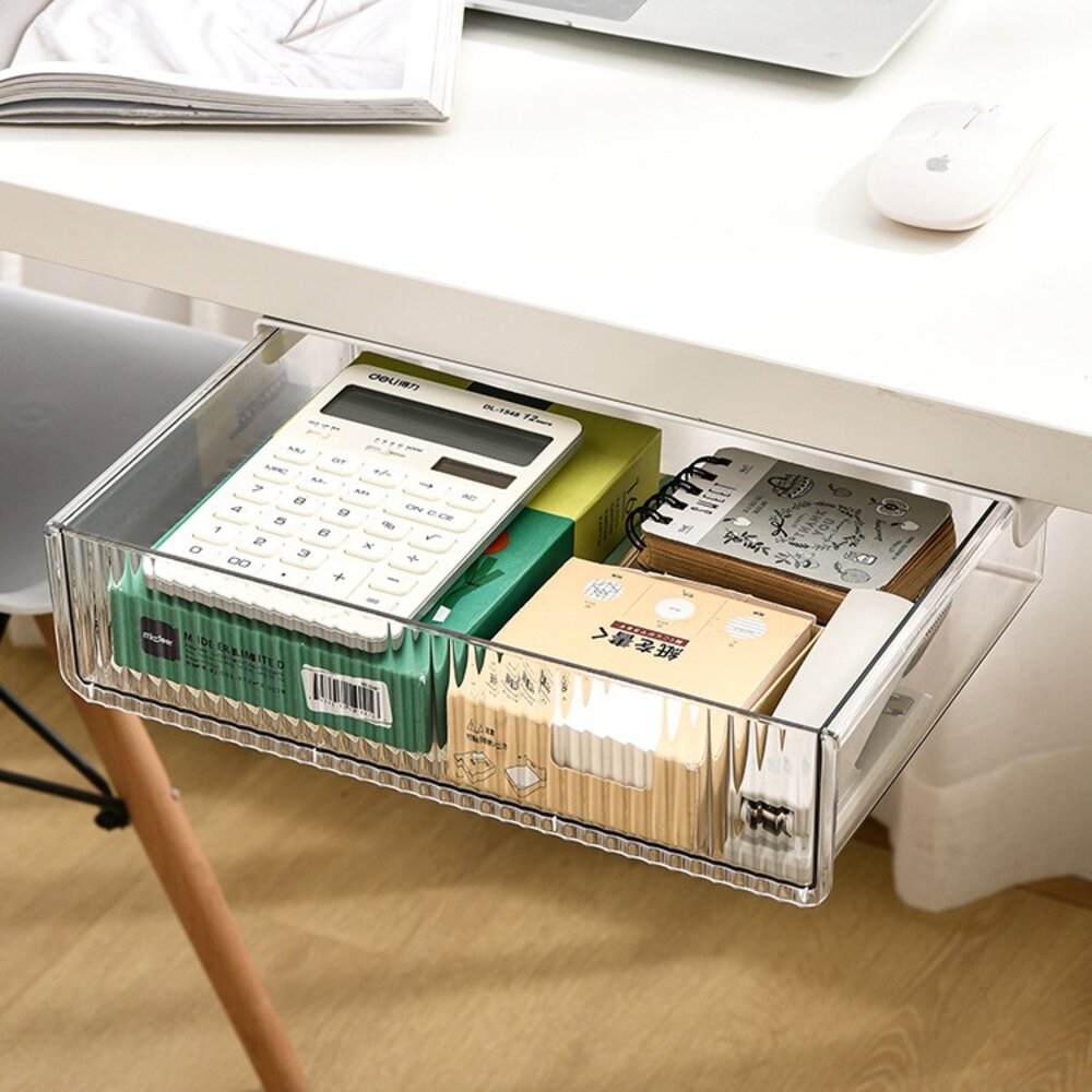 辦公室抽屜式收納盒 隱形抽屜 文具收納盒 辦公室桌文具收納櫃 黏貼式抽屜 送禮-圖片-6
