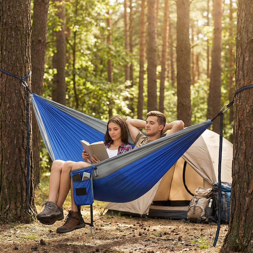 211117-00868-戶外雙人吊床 降落傘布吊床 露營用品 吊床 野營用品 登山 野外 戶外 送禮