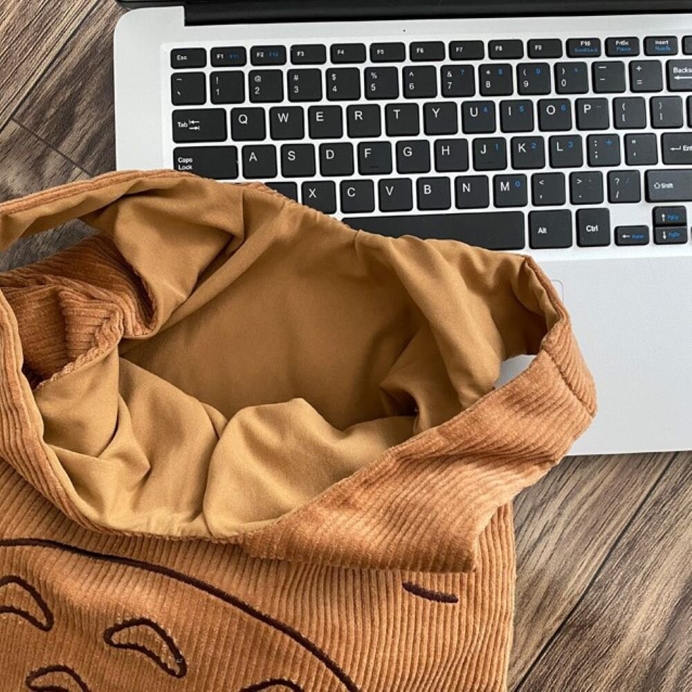 龍貓造型絨毛手提袋 燈芯絨 軟毛絨提袋 龍貓造型提袋 百搭手提袋 禮物 送禮-圖片-11