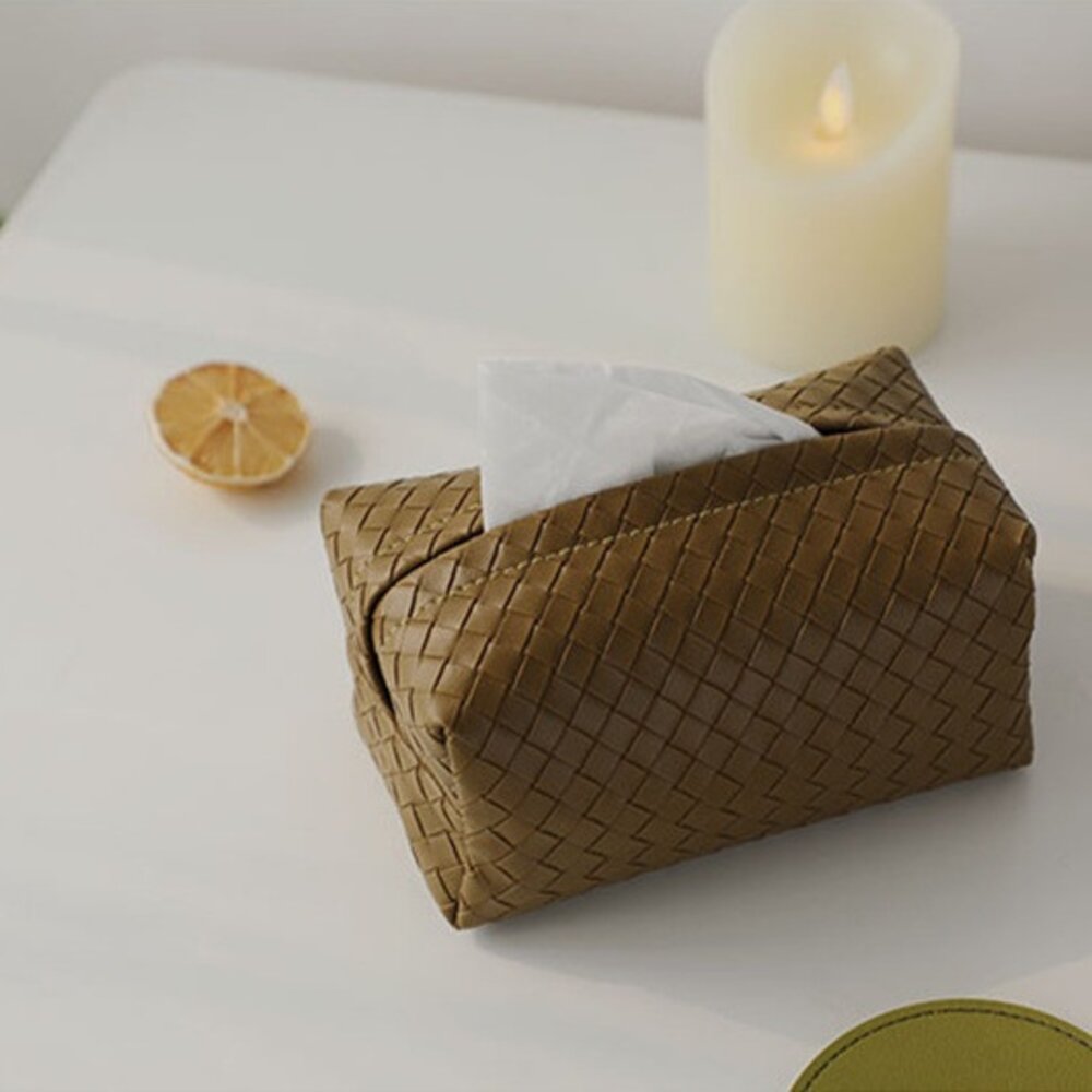 北歐風皮革編織面紙盒 文青 送禮-圖片-5