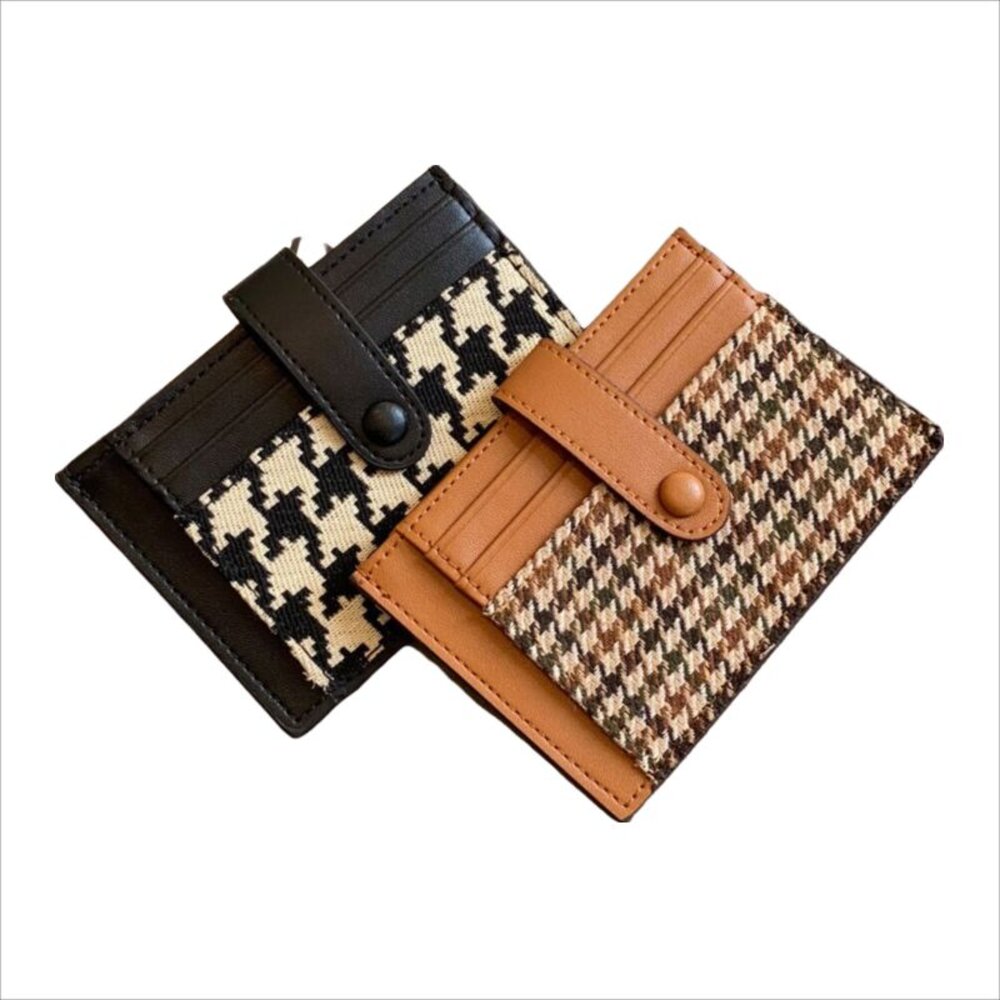 防消磁千鳥格紋卡夾 卡包 小巧卡夾 超薄卡夾 迷你精緻卡夾 高檔卡套 送禮-圖片-1