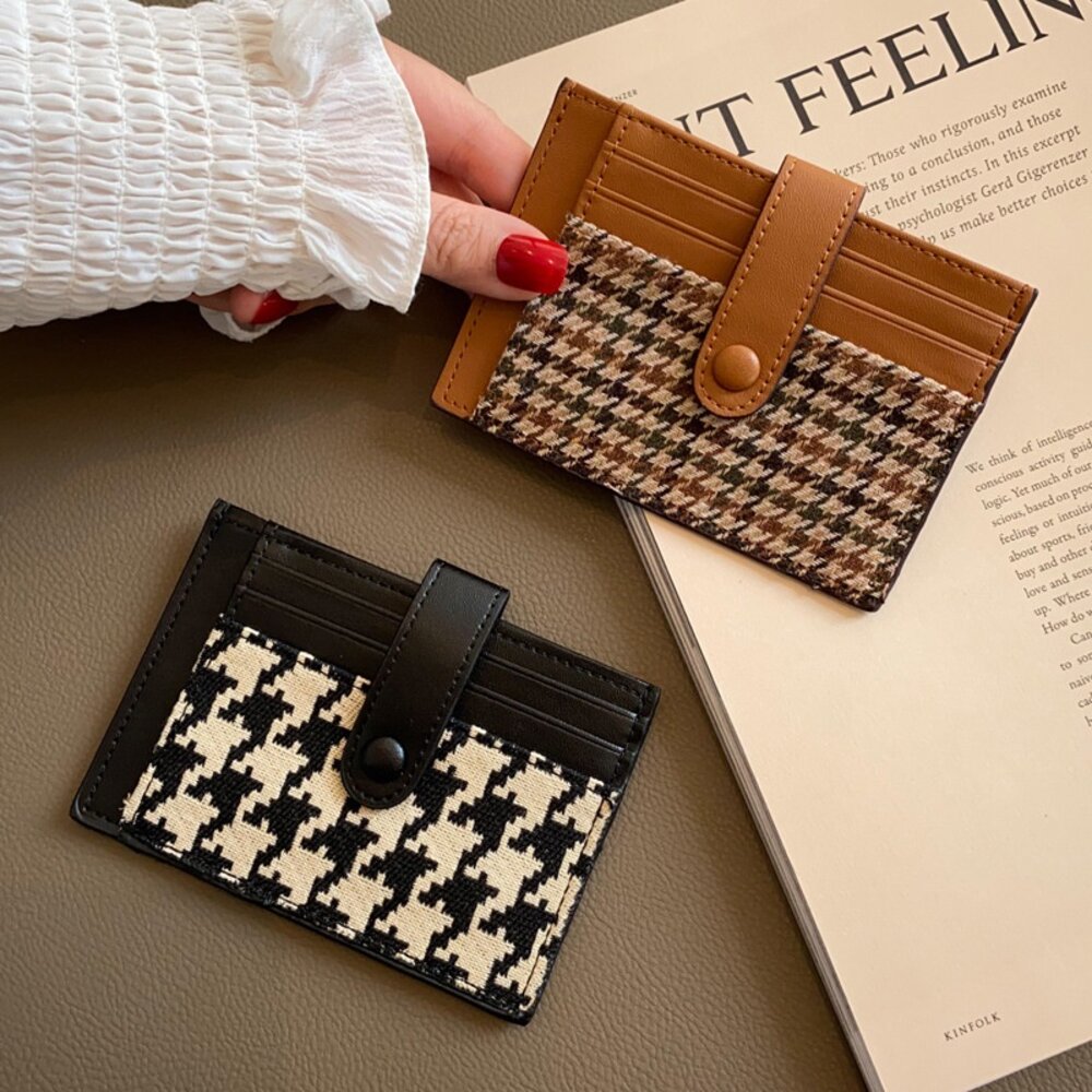 防消磁千鳥格紋卡夾 卡包 小巧卡夾 超薄卡夾 迷你精緻卡夾 高檔卡套 送禮-圖片-5