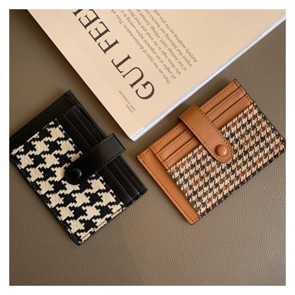 防消磁千鳥格紋卡夾 卡包 小巧卡夾 超薄卡夾 迷你精緻卡夾 高檔卡套 送禮-圖片-6