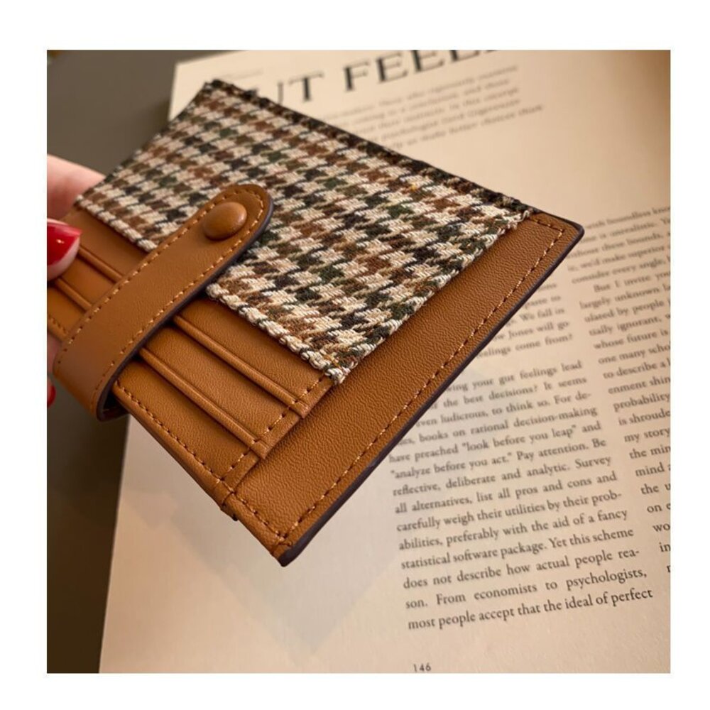 防消磁千鳥格紋卡夾 卡包 小巧卡夾 超薄卡夾 迷你精緻卡夾 高檔卡套 送禮-圖片-7