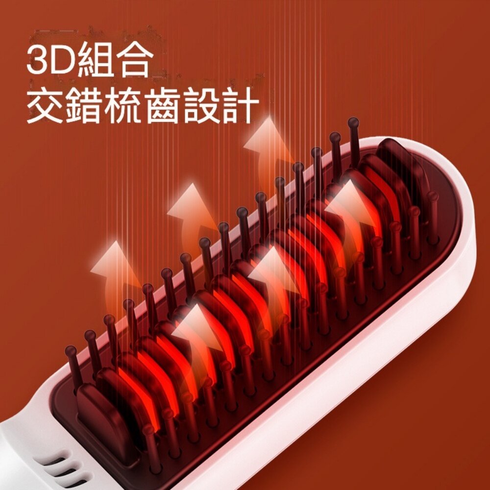 USB充電直髮梳 負離子直髮梳 無線直髮梳 迷你捲髮棒 直捲兩用造型梳 送禮-圖片-5