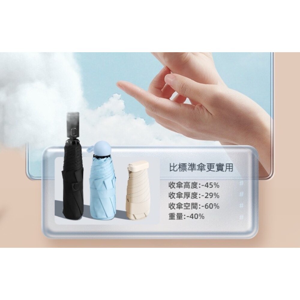六折扁迷你口袋傘 折疊傘 晴雨兩用遮陽傘 摺疊傘 輕量防紫外線雨傘 送禮-圖片-6