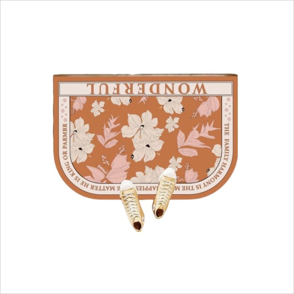 復古田園風硅藻泥地墊 復古田園花卉 吸水防滑速乾 入門浴室地墊 送禮-圖片-1