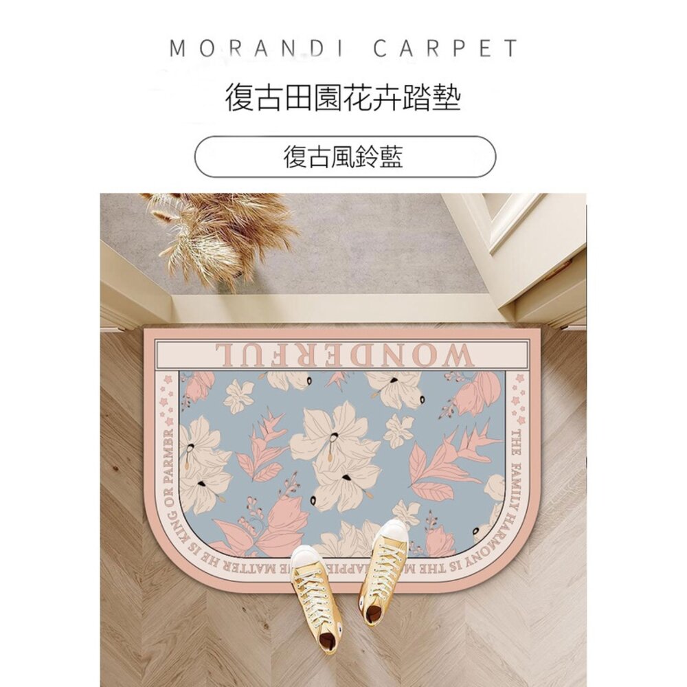復古田園風硅藻泥地墊 復古田園花卉 吸水防滑速乾 入門浴室地墊 送禮-圖片-9