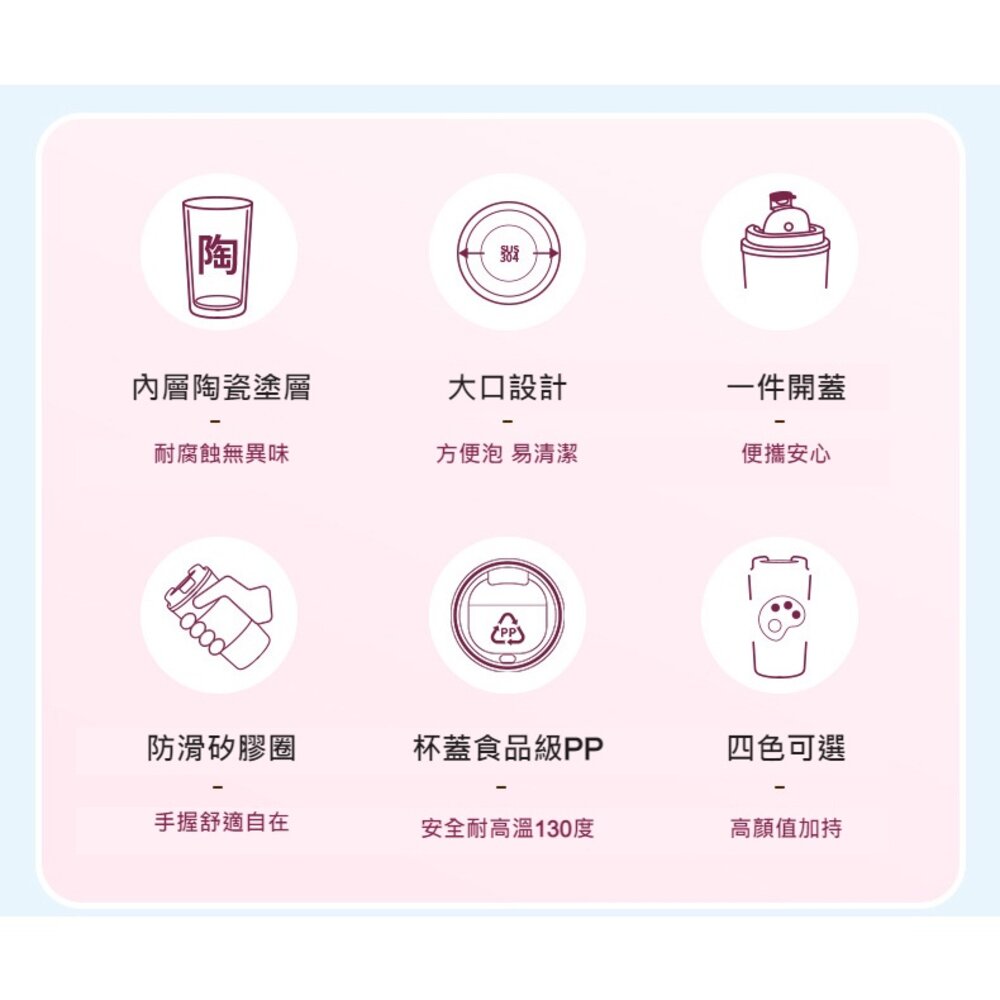 陶瓷內膽咖啡隨行杯 保溫杯 冰霸杯 咖啡杯 便攜隨行杯 外帶杯 陶瓷內層不留異味保冷送禮 送禮-圖片-6