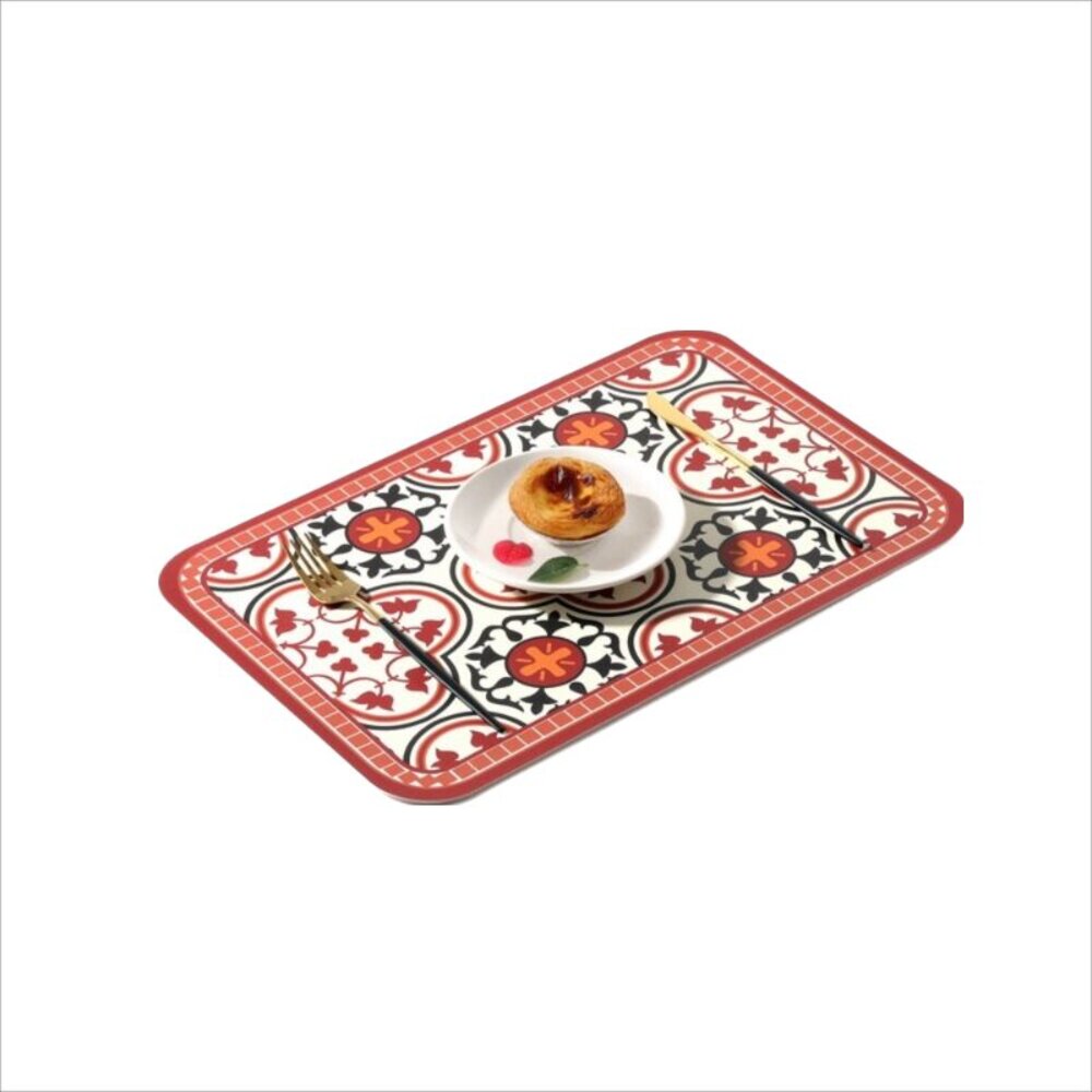 磚花系餐墊 皮革防水防油隔熱墊 居家拍照裝飾 送禮-圖片-1