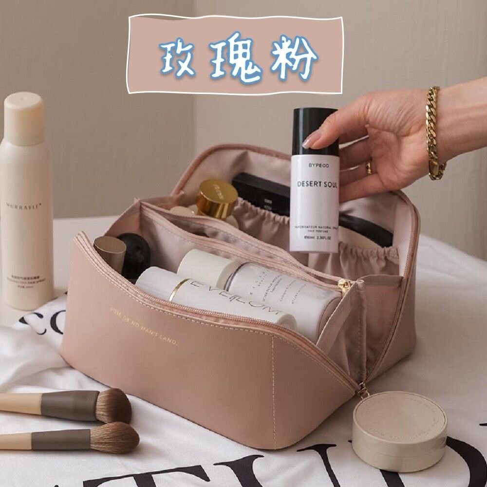 皮革質感化妝包 化妝品保養品收納  大容量手提化妝包 送禮-圖片-11