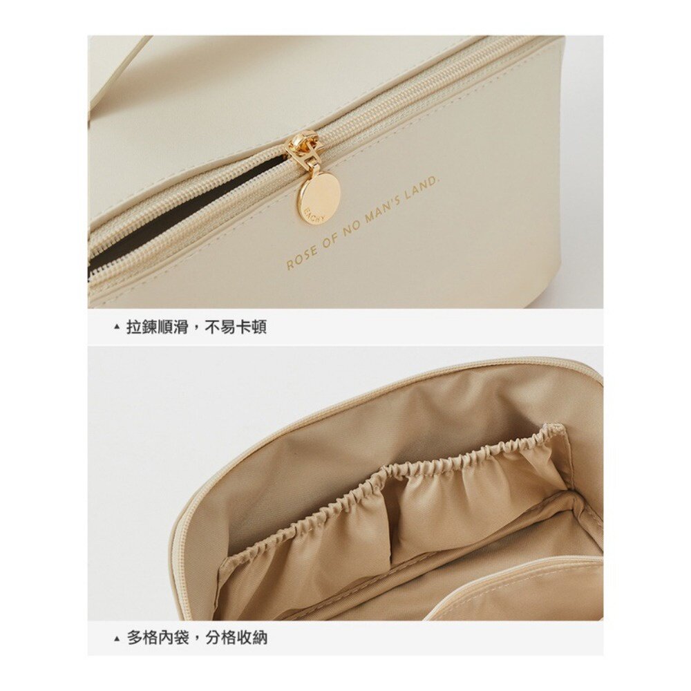 皮革質感化妝包 化妝品保養品收納 大容量手提化妝包 送禮-圖片-3