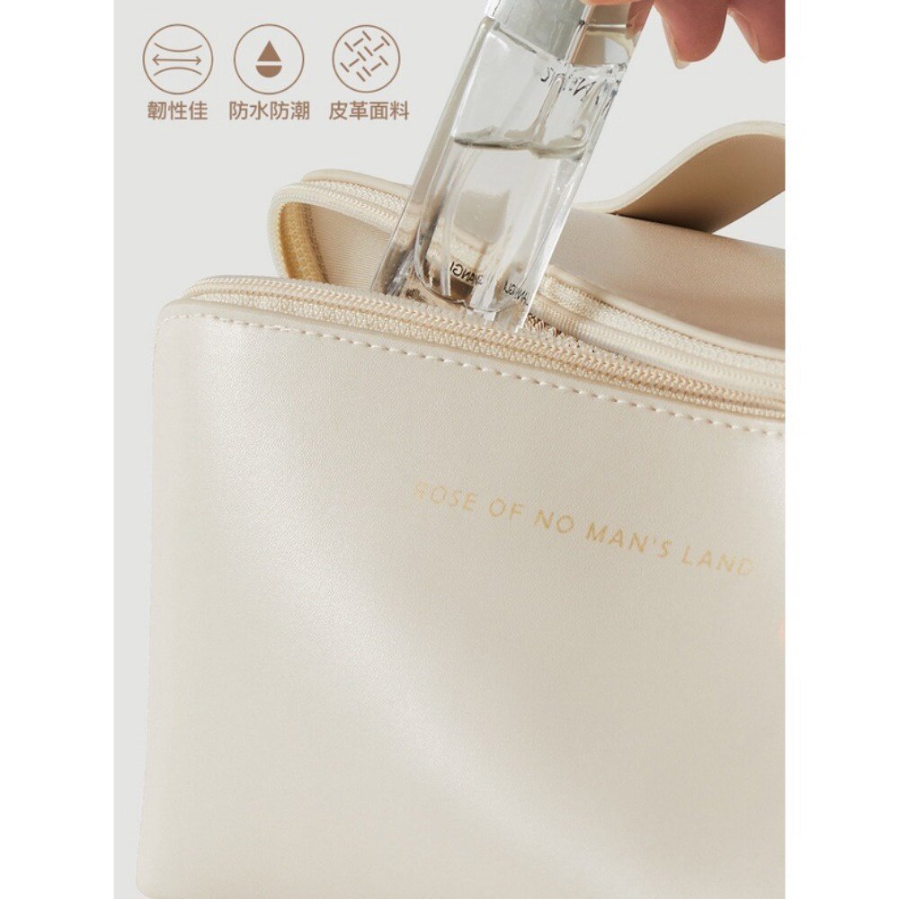 皮革質感化妝包 化妝品保養品收納  大容量手提化妝包 送禮-圖片-5