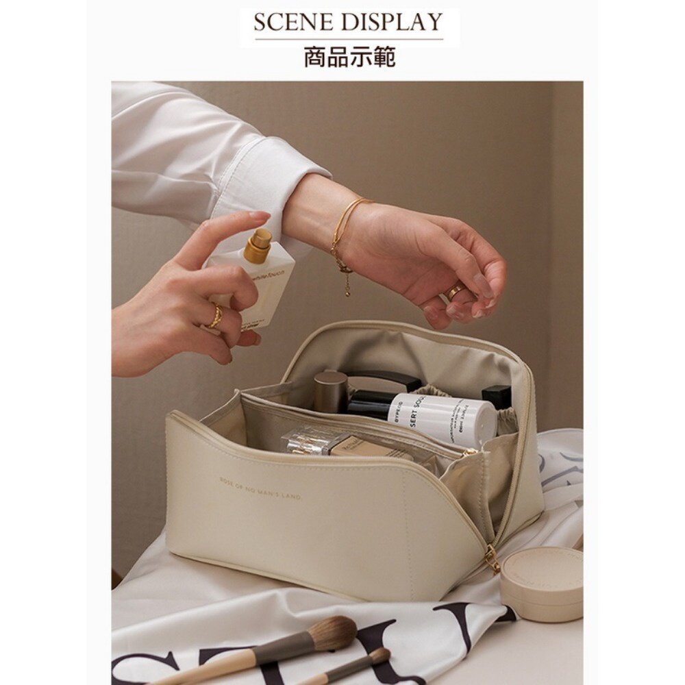 皮革質感化妝包 化妝品保養品收納  大容量手提化妝包 送禮-圖片-7