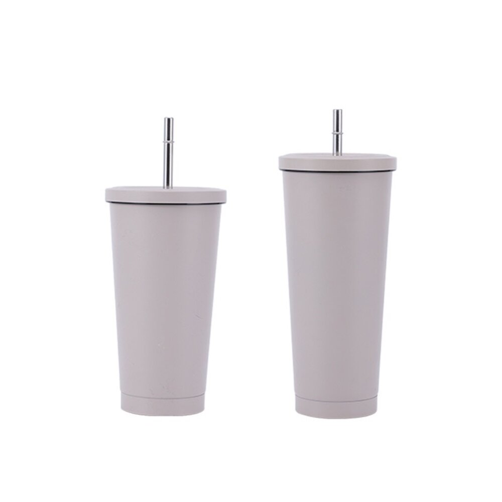 304不銹鋼吸管杯 吸管環保杯 雙層保溫杯 冰霸杯 保冰杯 750ML 500ML 送禮-圖片-1