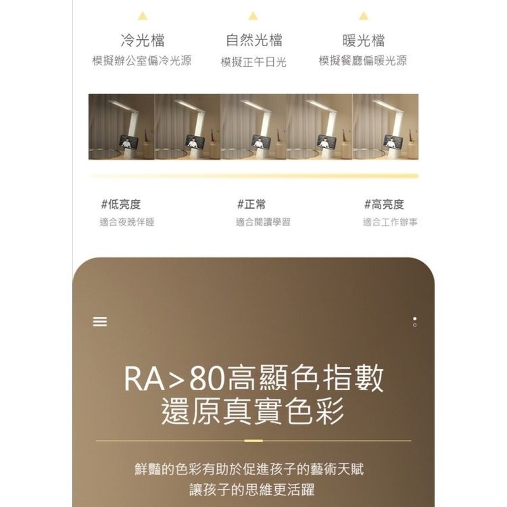 USB可折疊護眼檯燈 三檔光色 無藍光 防近視 送禮-圖片-5