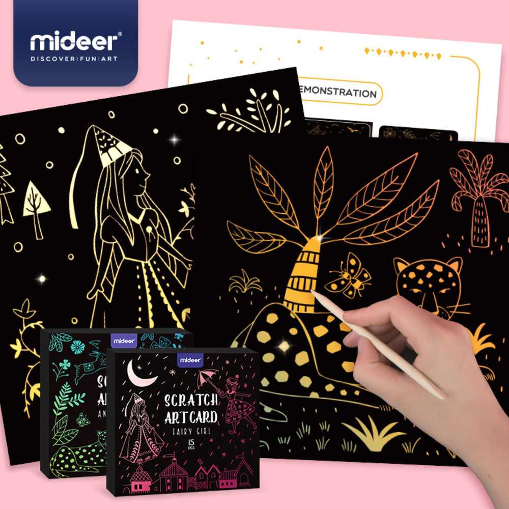 炫彩刮畫卡片 藝術刮畫卡片 DIY創意刮畫 創意卡片 兒童繪畫學習 送禮-圖片-8