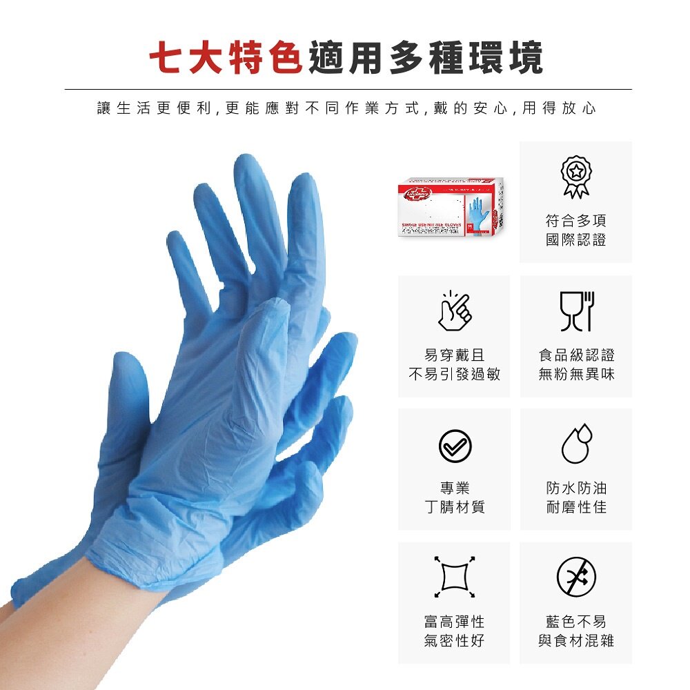 聯合利華Lifebuoy無粉NBR丁腈手套 衛寶食品級一次性手套 送禮-圖片-2