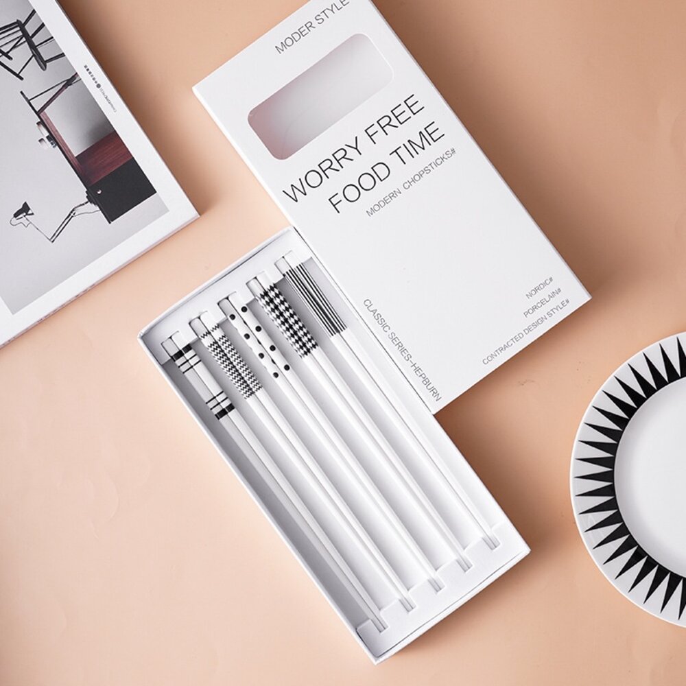 赫本風陶瓷餐筷組 陶瓷餐具 筷子湯匙飯匙 質感禮物 交換禮物 加厚硬殼禮盒 送禮-圖片-6