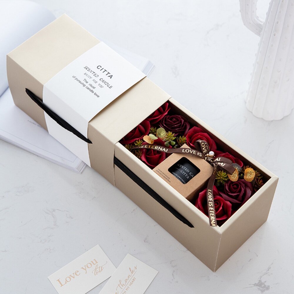 香氛蠟燭皂花禮盒 香皂花 香氛蠟燭燈 女生生日禮物 質感禮物 交換禮物 送禮 送禮-圖片-6