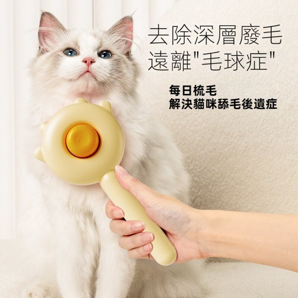 一鍵除毛寵物梳 寵物按摩梳毛刷 寵物梳子 寵物美容 貓咪梳子 寵物用品 送禮-圖片-1
