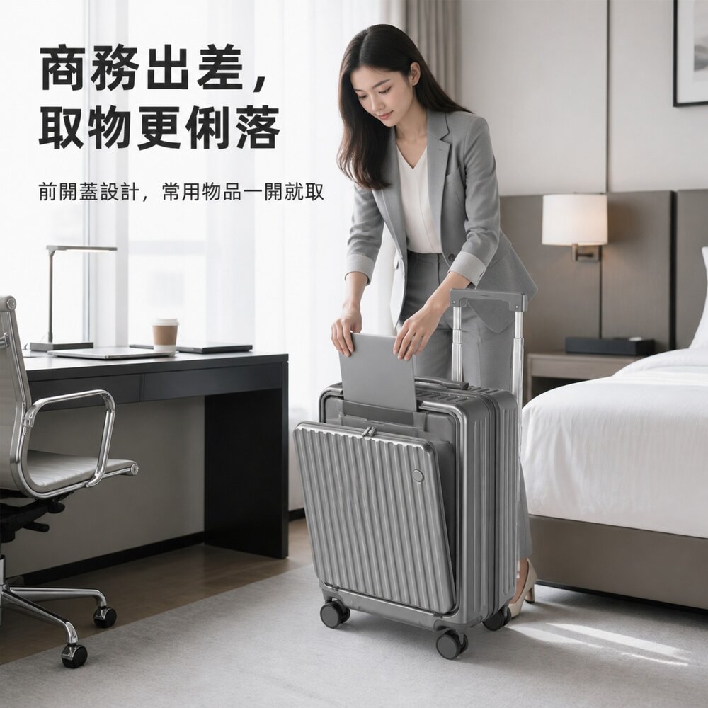 前開小型行李箱 20吋_18吋行李箱 登機箱 拉桿箱 旅行箱 加厚抗壓 送禮-圖片-8