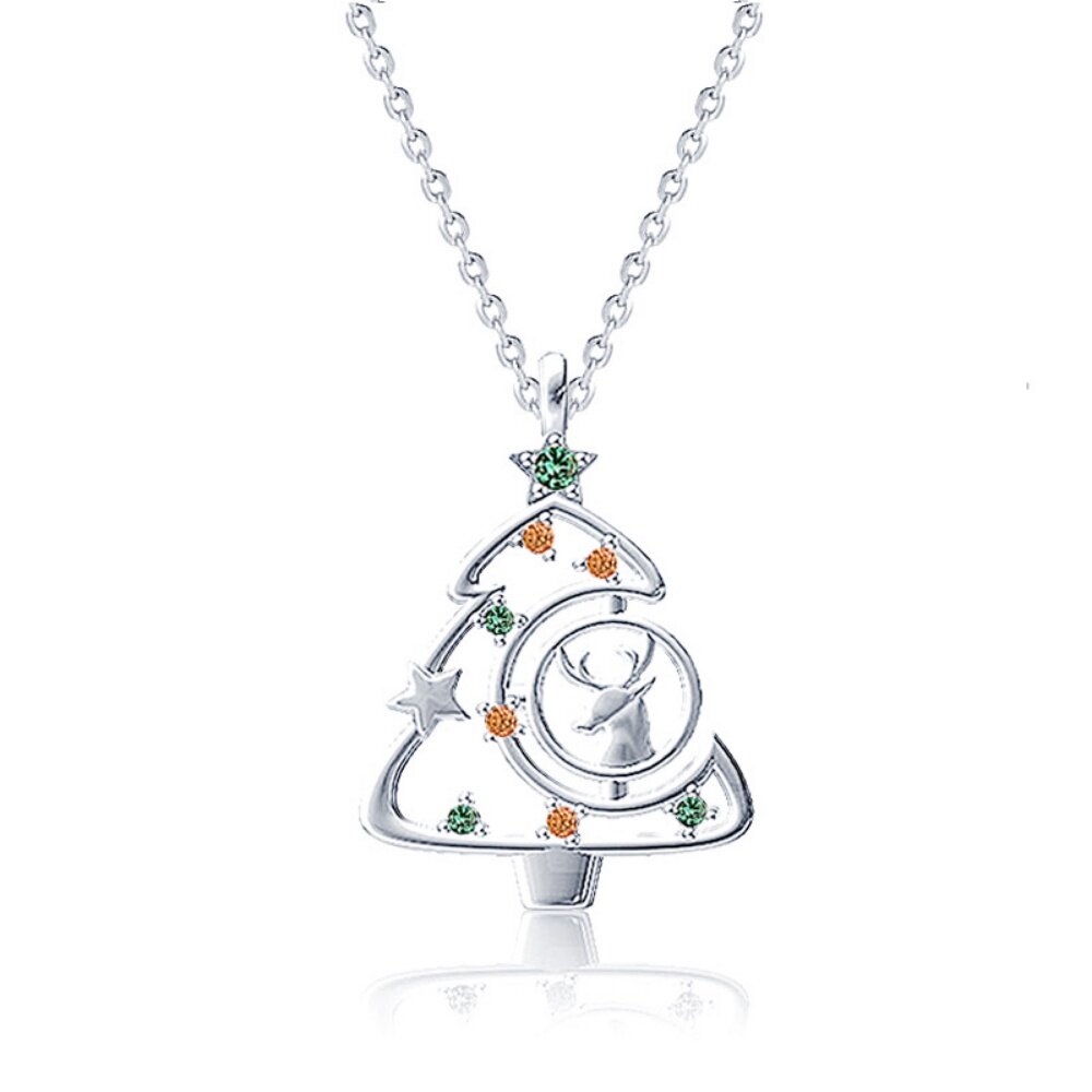 925銀小樹麋鹿項鏈 玫瑰金鎖骨鏈 高級輕奢 生日禮物 送女生 送禮-圖片-2