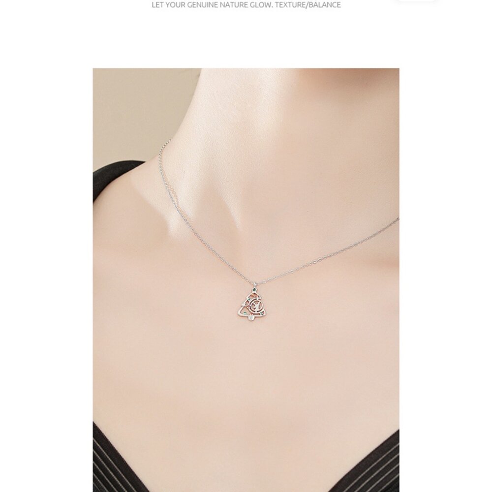 925銀小樹麋鹿項鏈 玫瑰金鎖骨鏈 高級輕奢 生日禮物 送女生 送禮-圖片-5