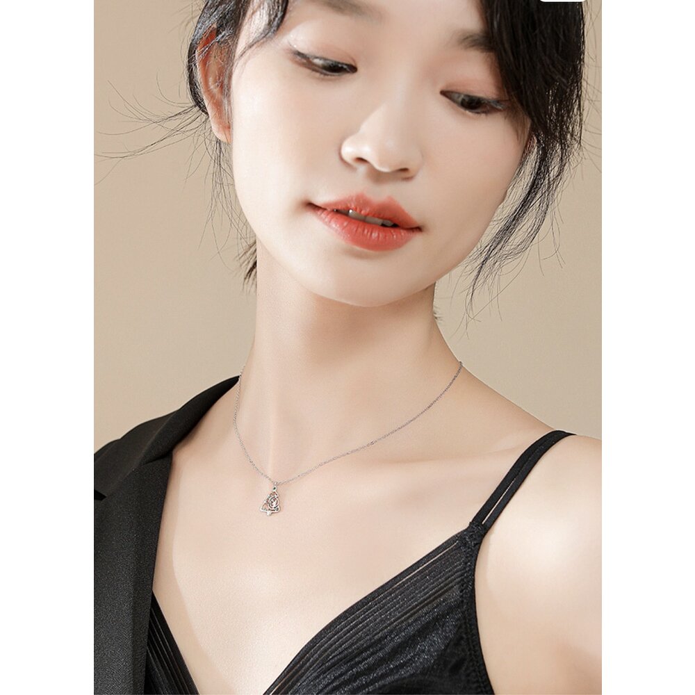 925銀小樹麋鹿項鏈 玫瑰金鎖骨鏈 高級輕奢 生日禮物 送女生 送禮-圖片-6