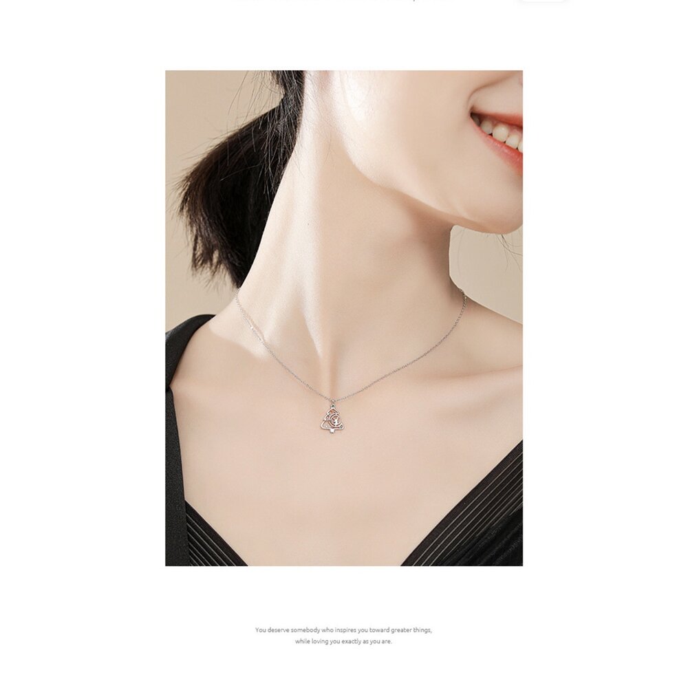 925銀小樹麋鹿項鏈 玫瑰金鎖骨鏈 高級輕奢 生日禮物 送女生 送禮-圖片-7