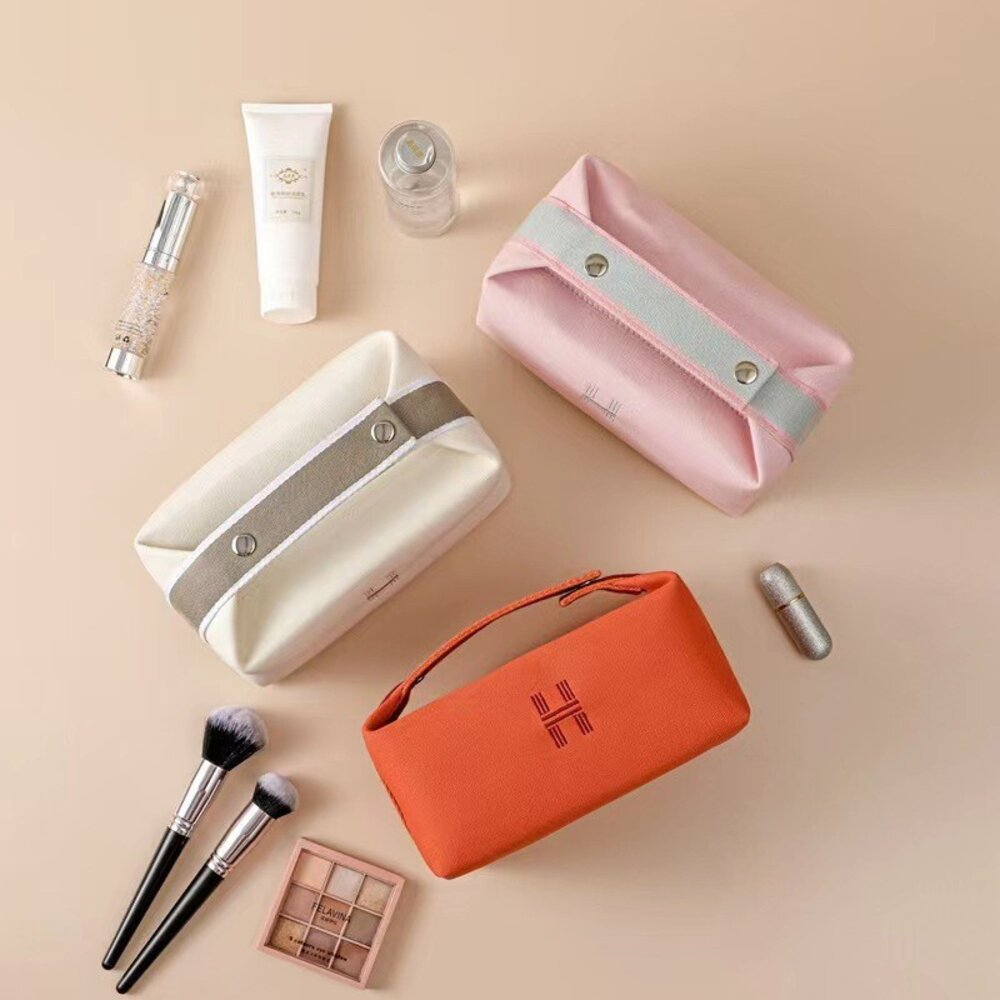 織帶手提帆布化妝包 便攜手提化妝包 字母簡約化妝包 大容量 收納包 送禮-圖片-6