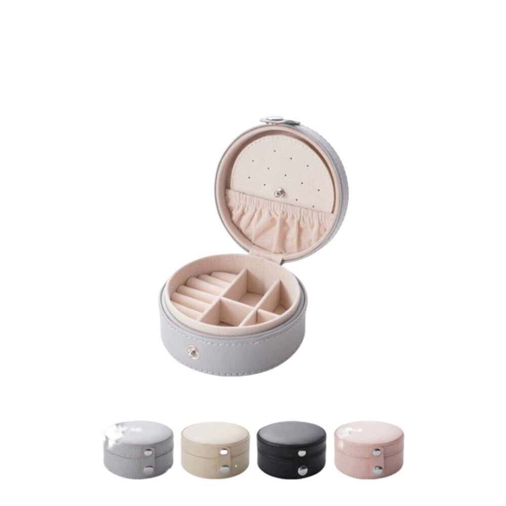 三層分隔迷你首飾盒 旅行便攜首飾收納盒 飾品收納盒 小首飾盒 珠寶盒 耳環盒 送禮 送禮-圖片-1