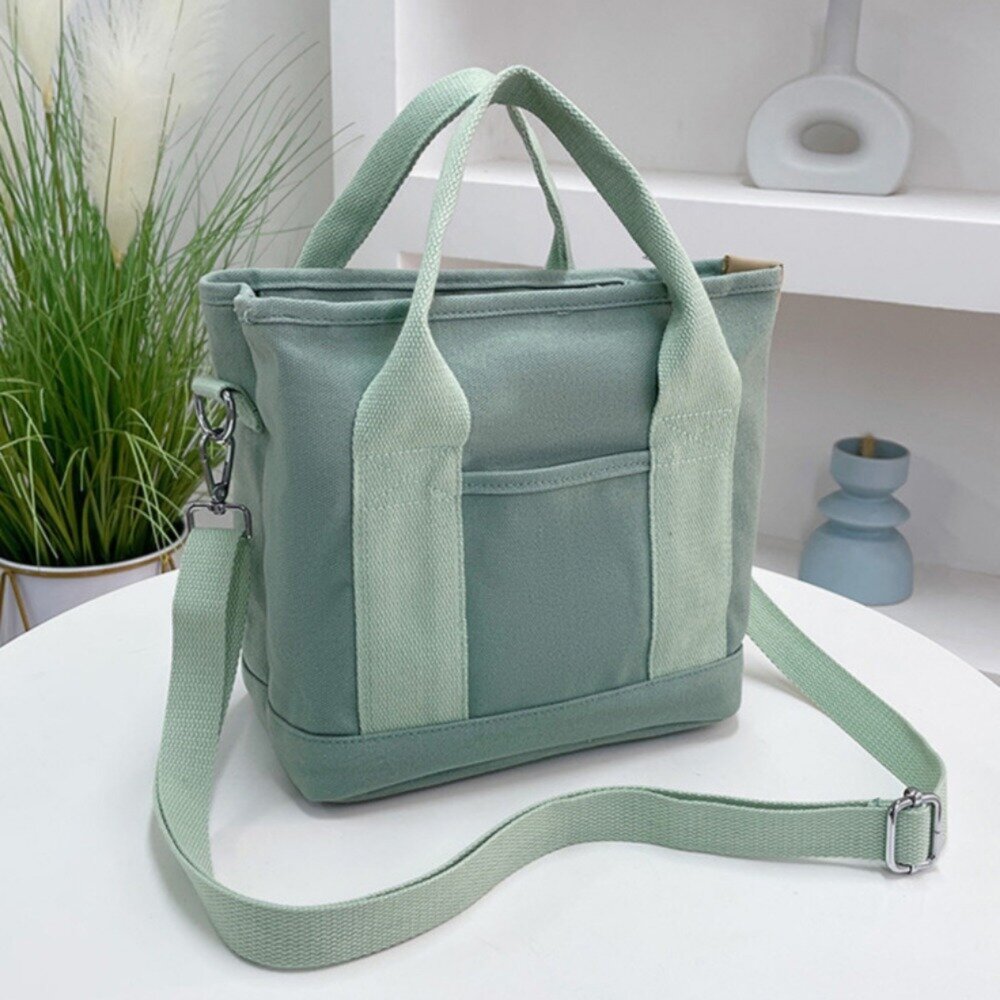 日系清新帆布手提包 斜背包 帆布包 手提包 便攜收納小包 大容量 日系韓風 送禮-圖片-1