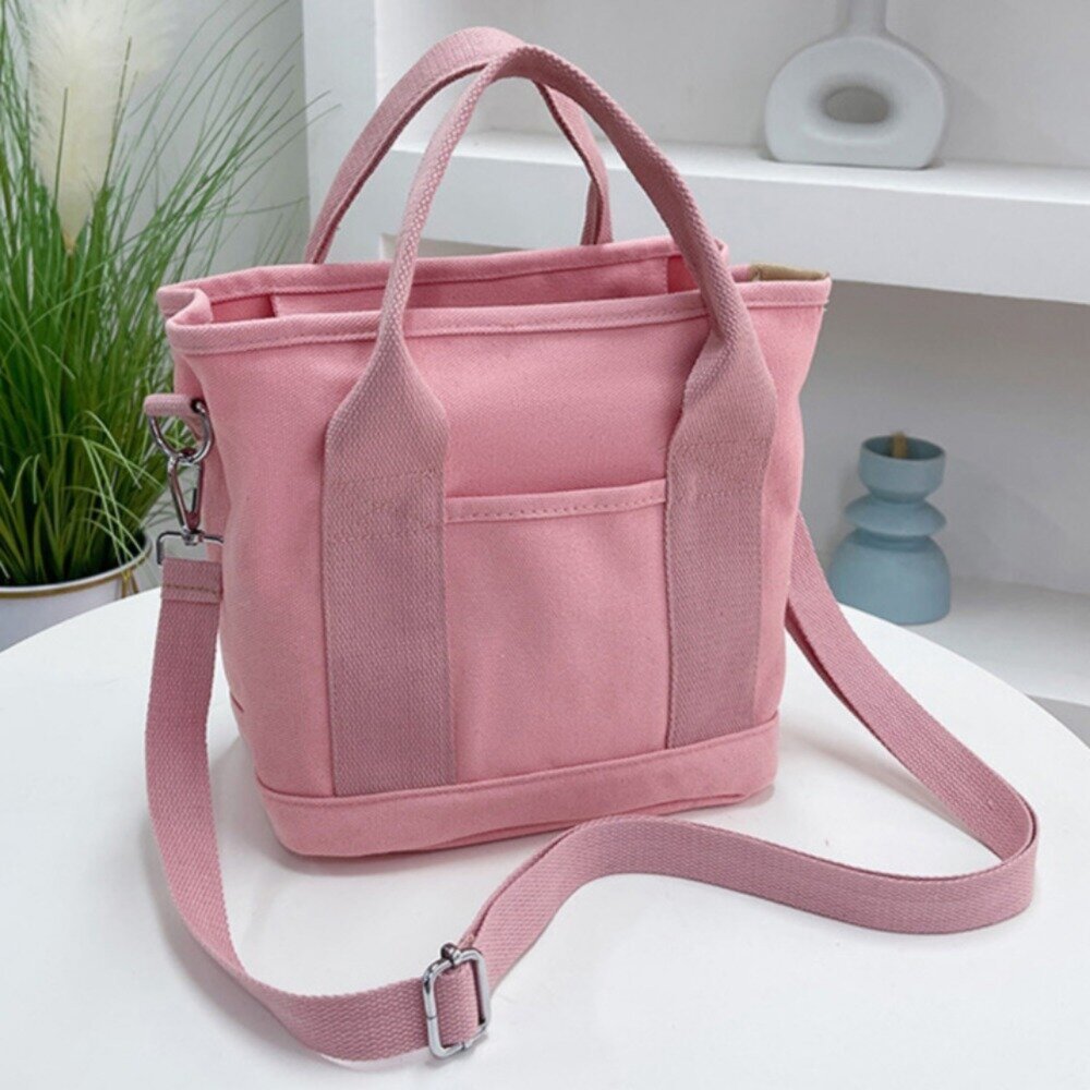 日系清新帆布手提包 斜背包 帆布包 手提包 便攜收納小包 大容量 日系韓風 送禮-圖片-3