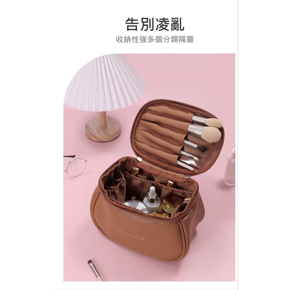 大容量手提巧形化妝包 雙拉鍊 多隔層收納包 便攜旅行 ins風 送禮-圖片-1
