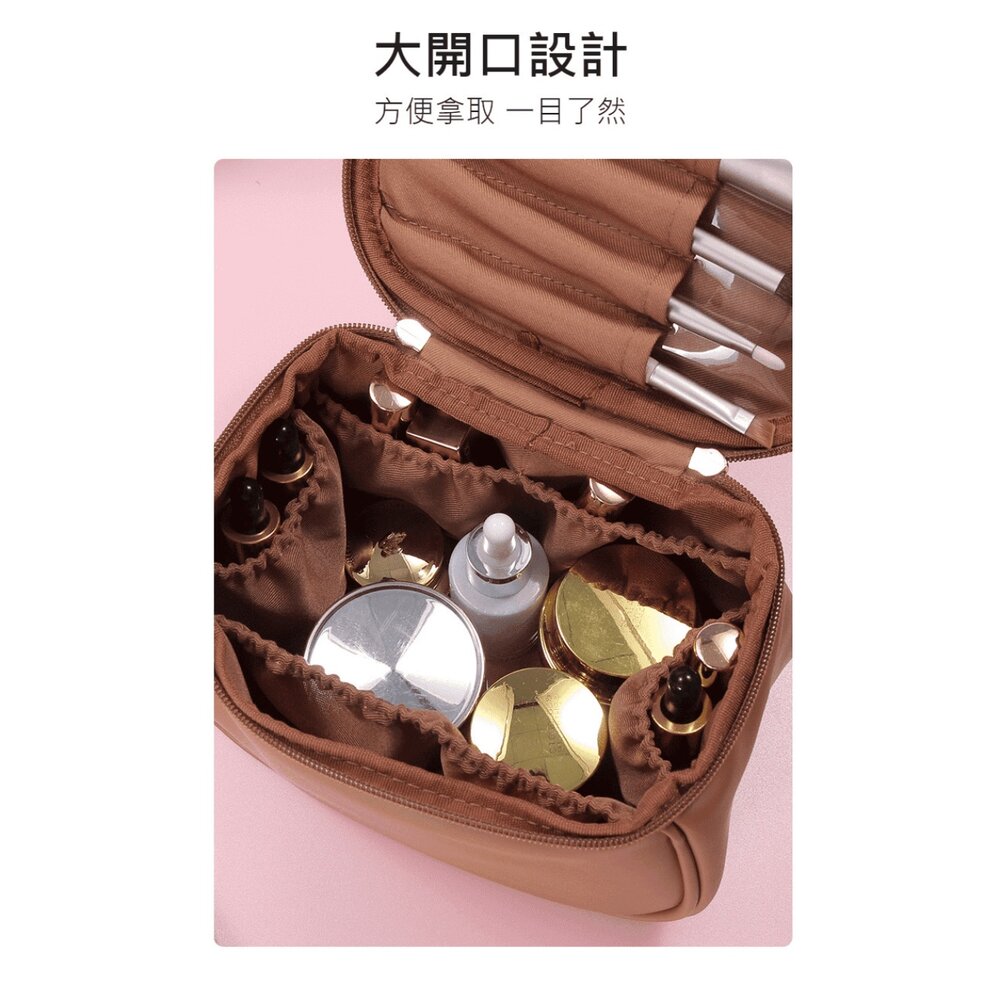 大容量手提巧形化妝包 雙拉鍊 多隔層收納包 便攜旅行 ins風 送禮-圖片-2