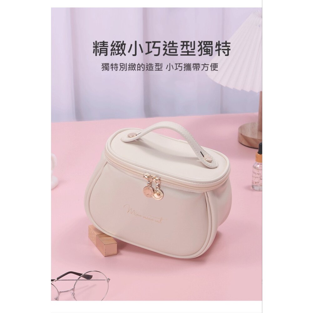 大容量手提巧形化妝包 雙拉鍊 多隔層收納包 便攜旅行 ins風 送禮-圖片-5