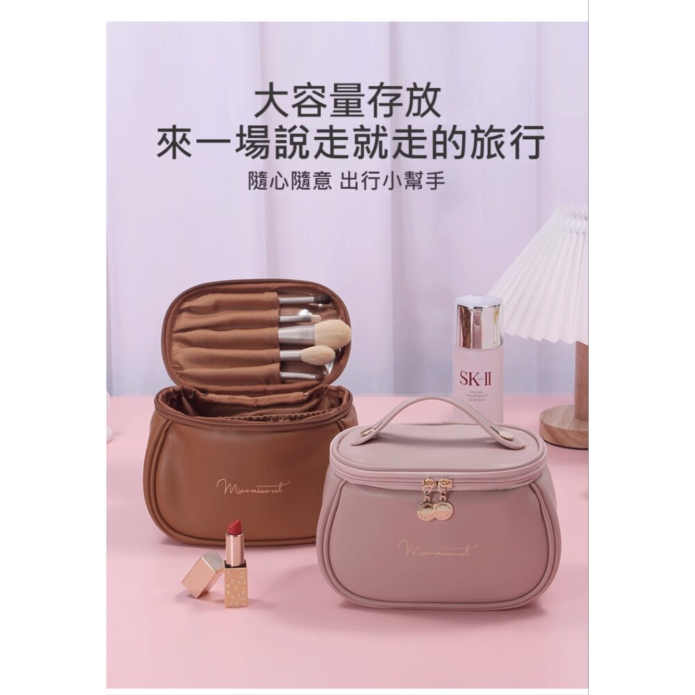 大容量手提巧形化妝包 雙拉鍊 多隔層收納包 便攜旅行 ins風 送禮-圖片-7