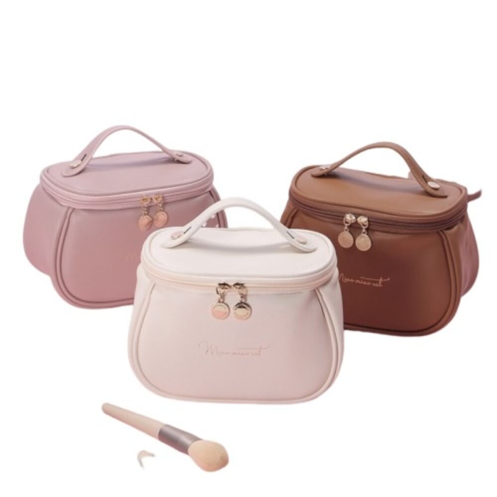 大容量手提巧形化妝包 雙拉鍊 多隔層收納包 便攜旅行 ins風 送禮-圖片-8