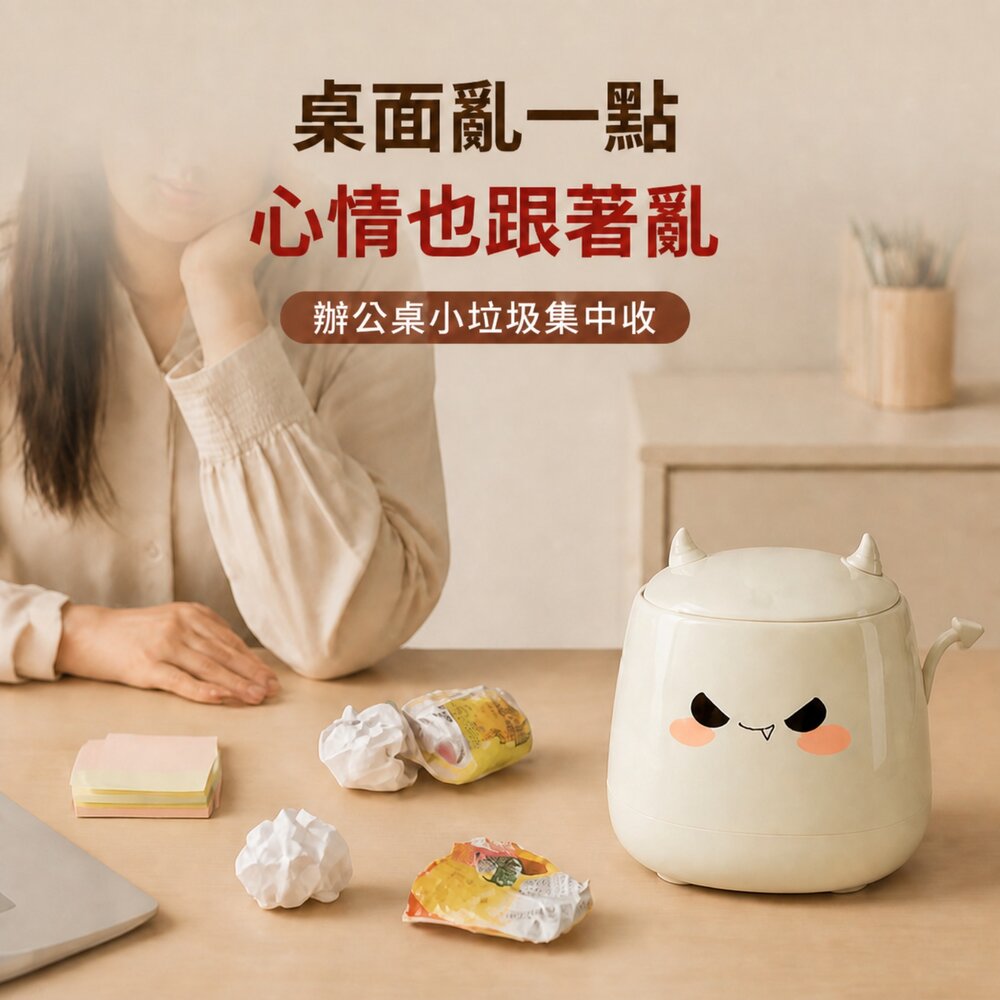 桌面按壓垃圾桶 垃圾袋不外露 桌上型小巧垃圾桶 家用帶蓋收納桶 方形整理收納盒 送禮-圖片-1