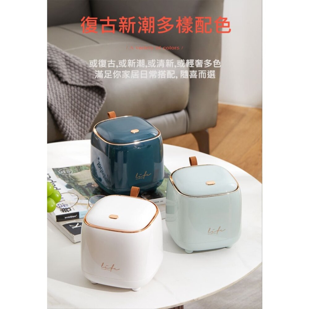桌面按壓垃圾桶 垃圾袋不外露 桌上型小巧垃圾桶 家用帶蓋收納桶 方形整理收納盒 送禮-圖片-5