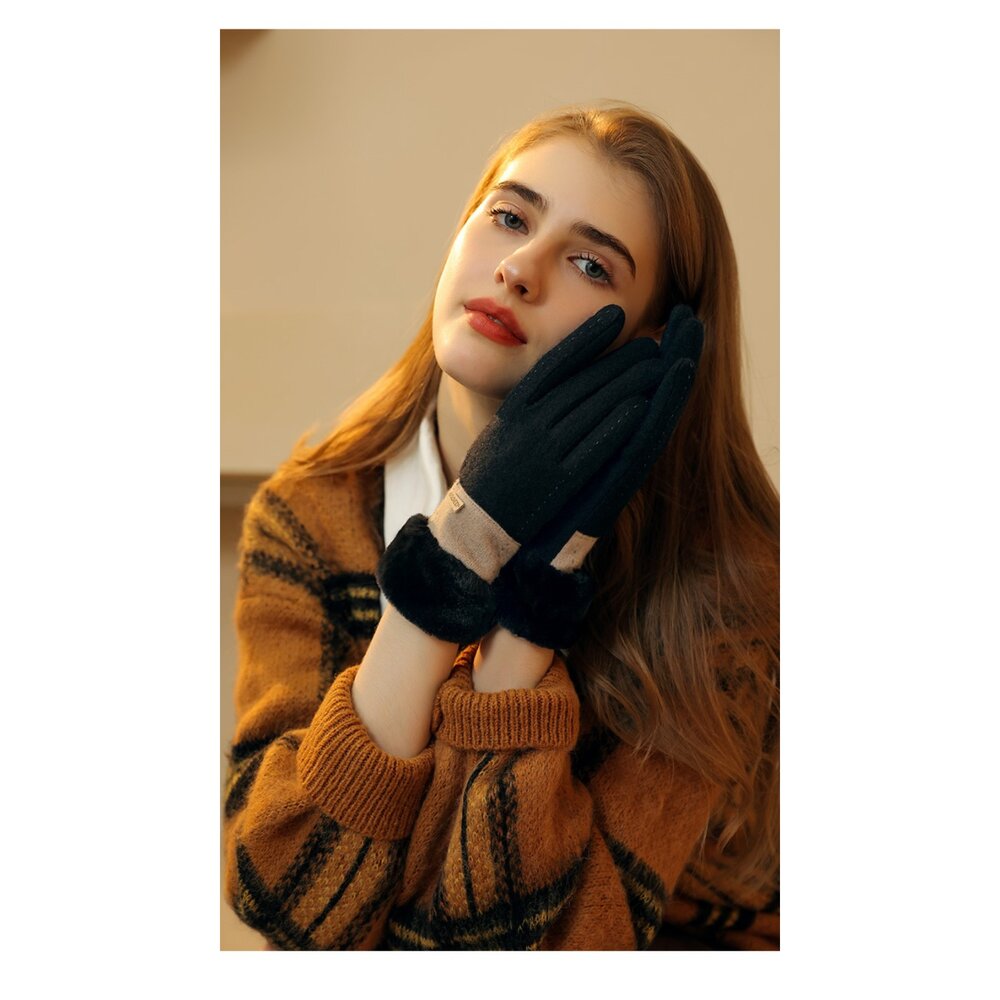 法式香風羊絨保暖手套 加絨加厚防風觸控 防寒手套 機車手套 戶外騎車保暖 70%羊毛 送禮-圖片-2