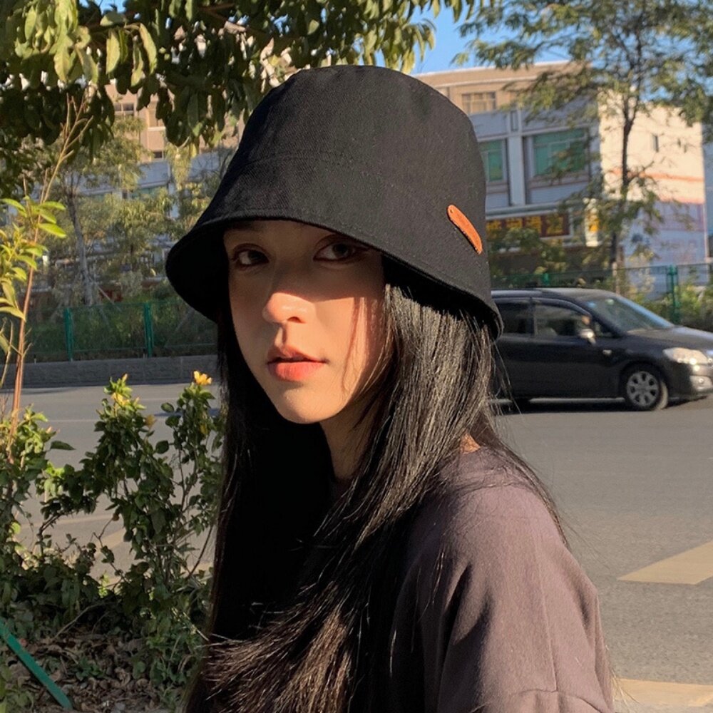 純棉平頂漁夫帽 帽子女 韓版 遮陽帽 顯臉小 大頭圍 時尚 送禮-圖片-1