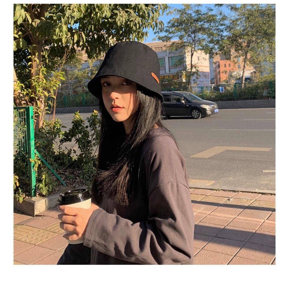 純棉平頂漁夫帽 帽子女 韓版 遮陽帽 顯臉小 大頭圍 時尚 送禮-圖片-6