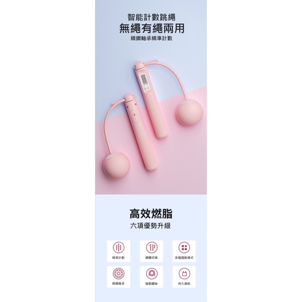 兩用負重無繩跳繩 計數跳繩 健身 智能跳繩無繩 健身燃脂 減肥減重 球+繩+負重 送禮-圖片-6