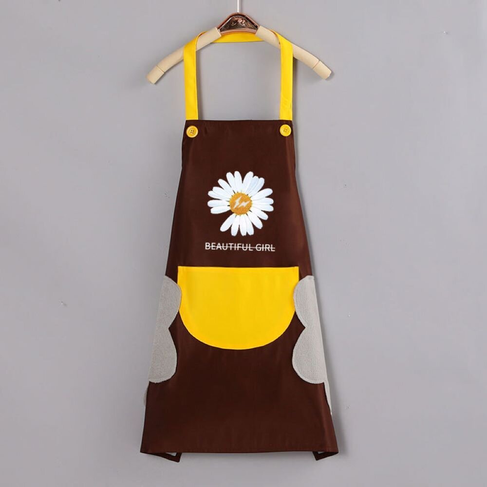 可擦手綁帶圍裙 防水無袖工作服 PVC防水 珊瑚絨 大口袋 廚房 送禮-圖片-9