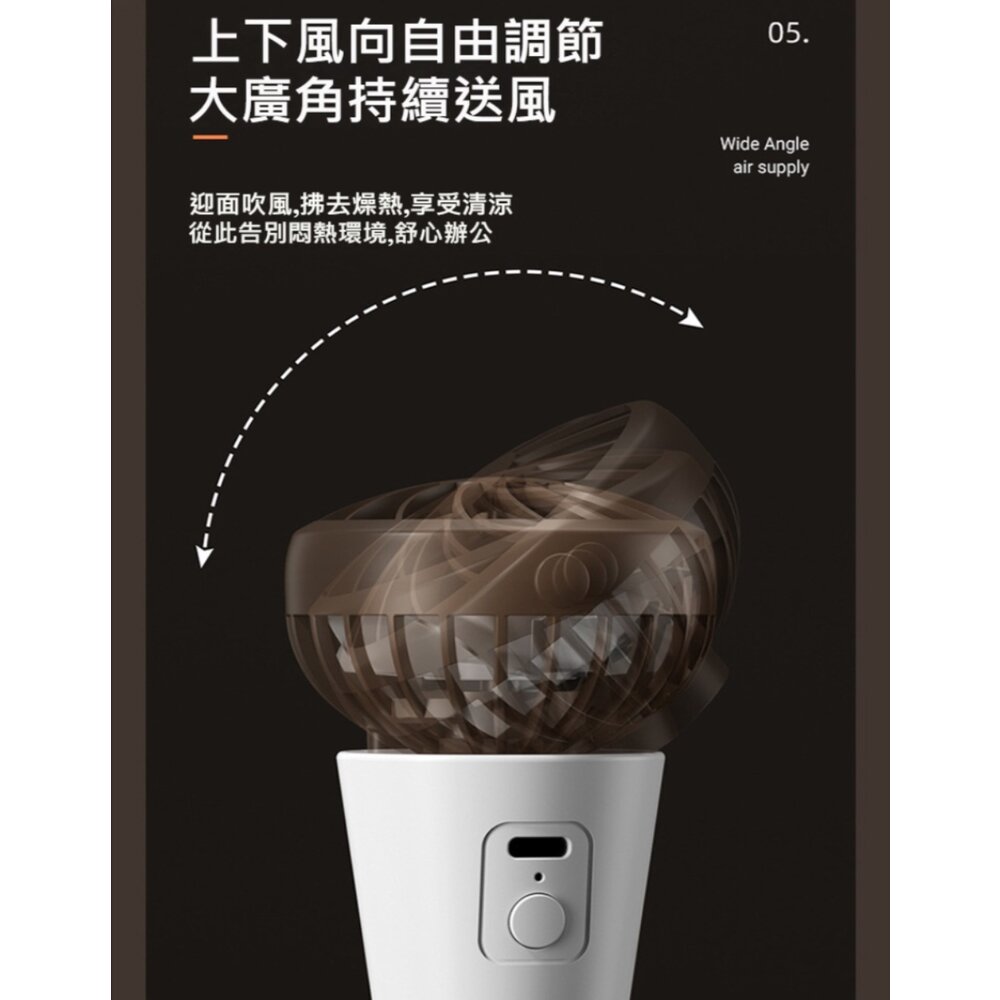 冰淇淋四合一隨身風扇 USB充電 桌面風扇 夾腰風扇 掛脖風扇 手持小風扇 2023新款 送禮-圖片-4