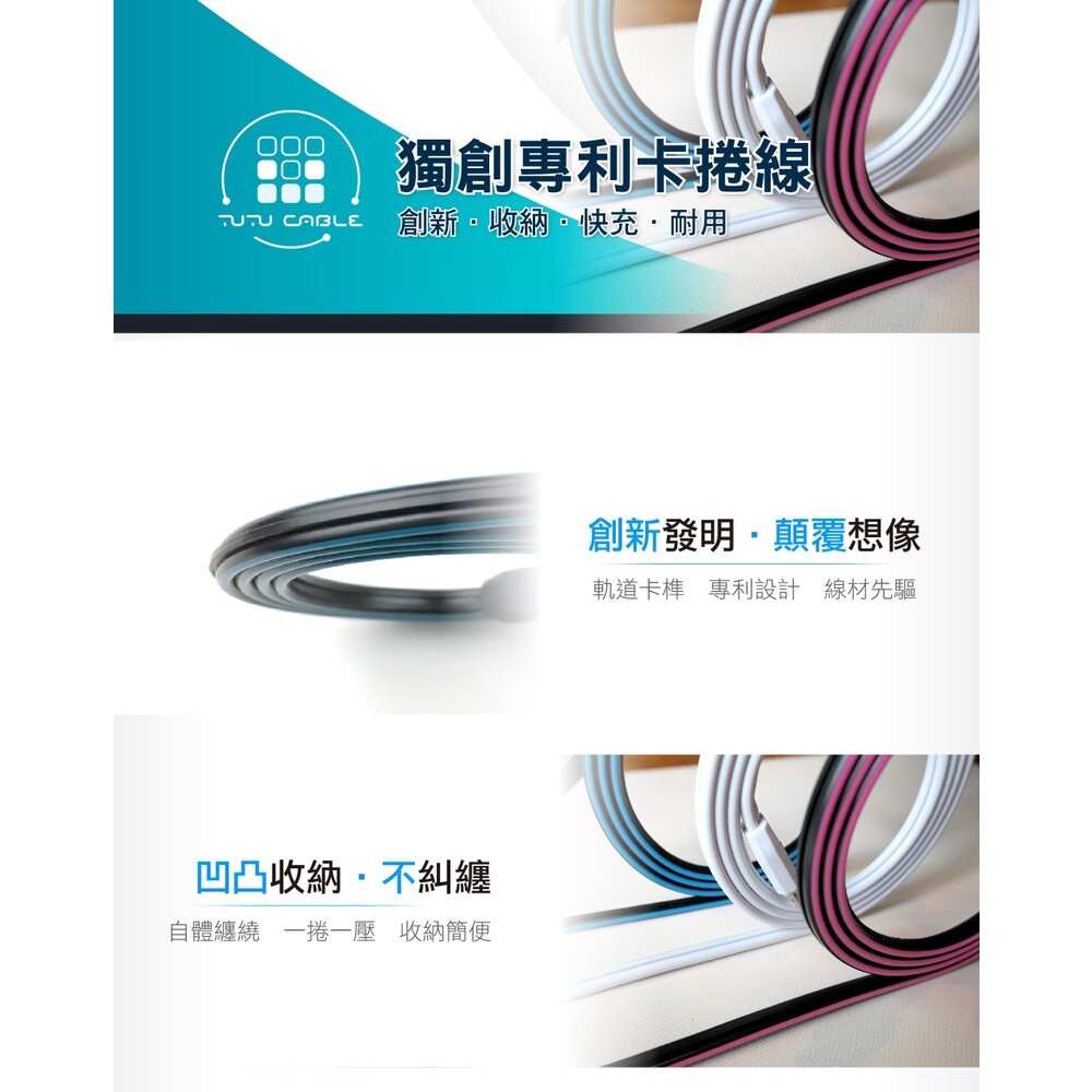 專利好收整USB快充傳輸線 MFI認證 TypeC Lightning 100W QC 送禮-圖片-2