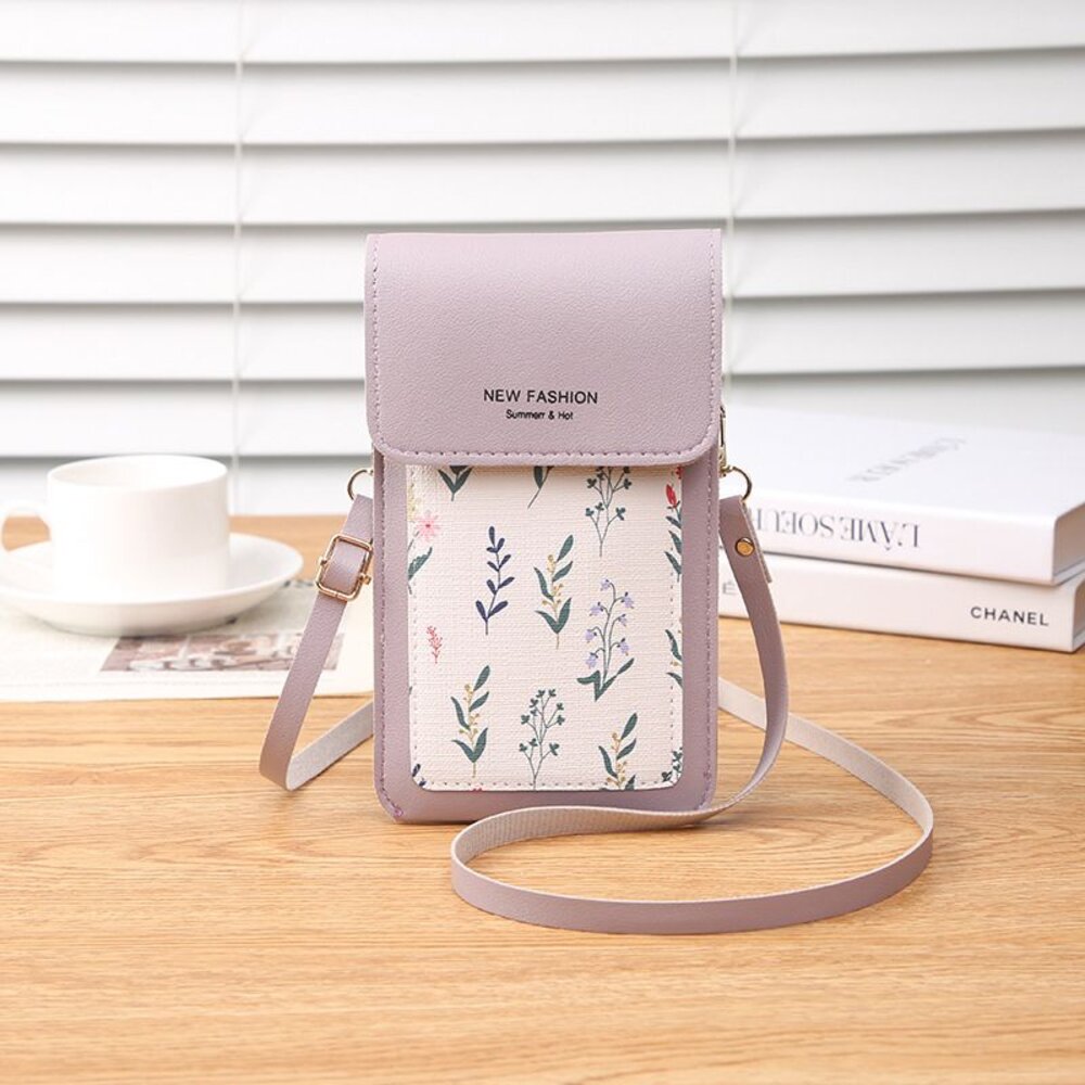 時尚印花觸控手機包 輕薄手機斜背包 頸掛 側背包 單肩女包 手機掛帶 手機套 送禮-圖片-3